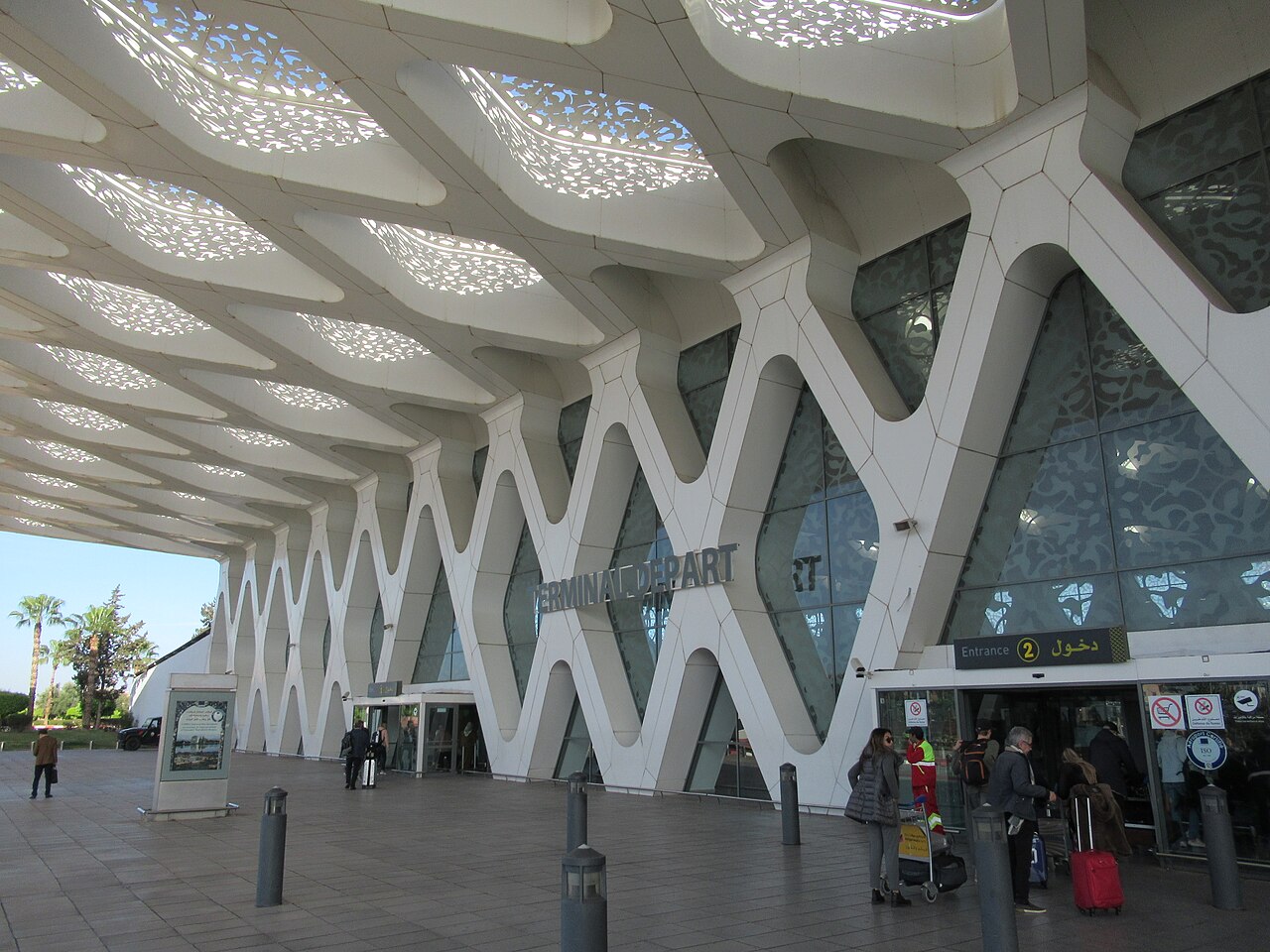 Marrakech Menara Airport entrance with modern architecture